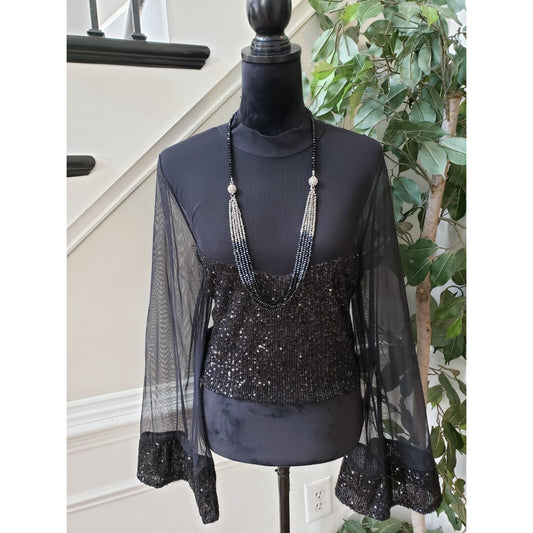ELOQUII Women's Black Polyester Turtle Neck Long Sleeve Top Blouse Size 18/20
