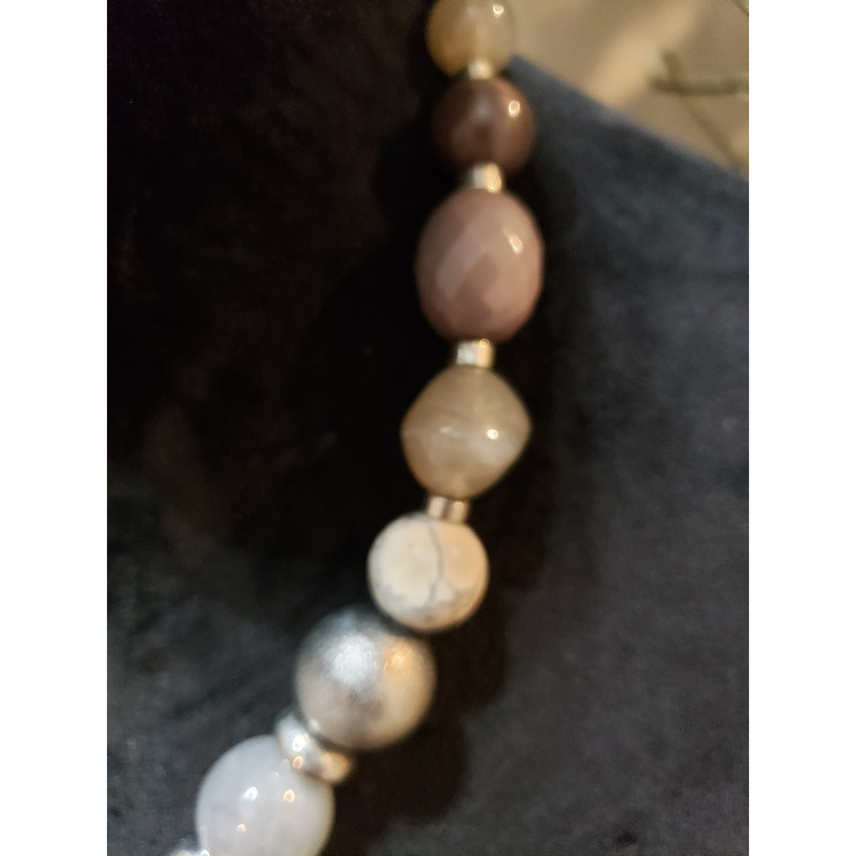 Women's Chunky Mixed Bead Statement Necklace Neutral Tones Lobster Clasp