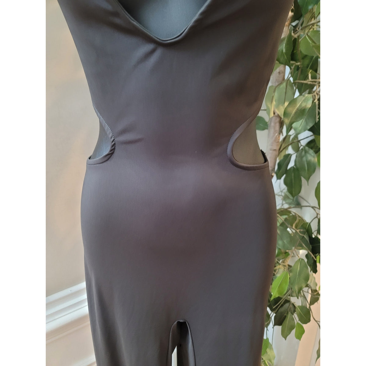 Fashion Nova Jumpsuit Women's Size L Black Halter Neck Cut-Out Romper