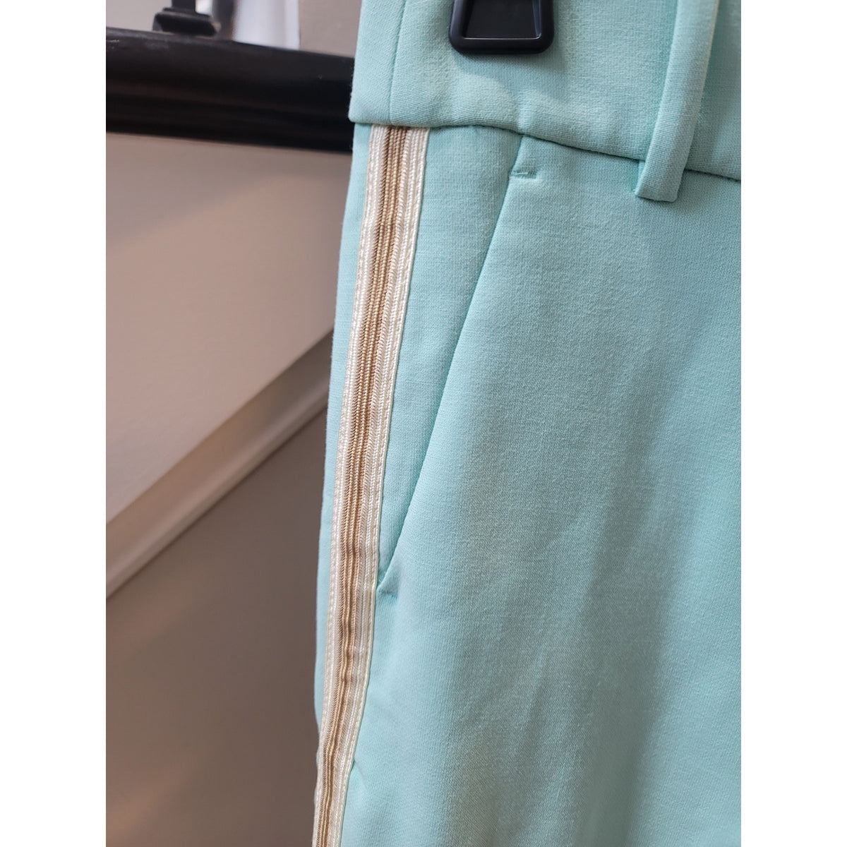 J.Crew Cameron Crop Pant Women's Size 4 Mint Green Tuxedo Stripe High Rise