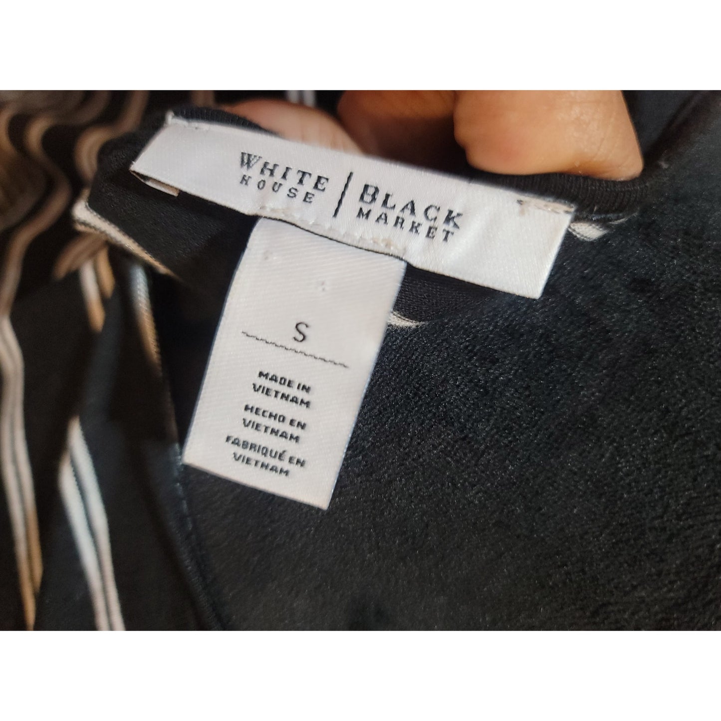 White House Black Market Top Women’s Size Small Black White Stripe 3/4 Sleeves