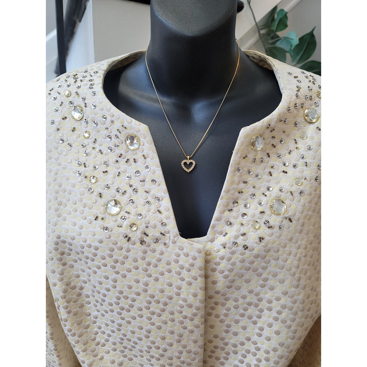 Verucci Skirt Suit Women's SZ 18 Cream Polka Dot Back Zipper Long Sleeve Lined