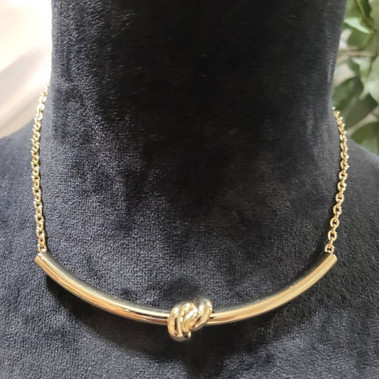 The Limited Women's Goldtone Knot Curved Bar Necklace NWT