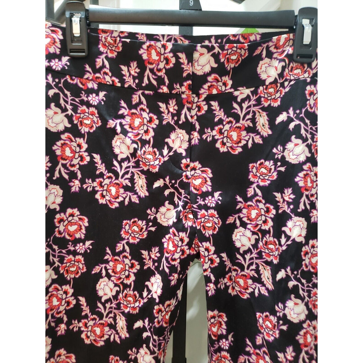 Ann Taylor Floral Elastic Waist Mid Rise Straight Leg Casual Crop Pants 6