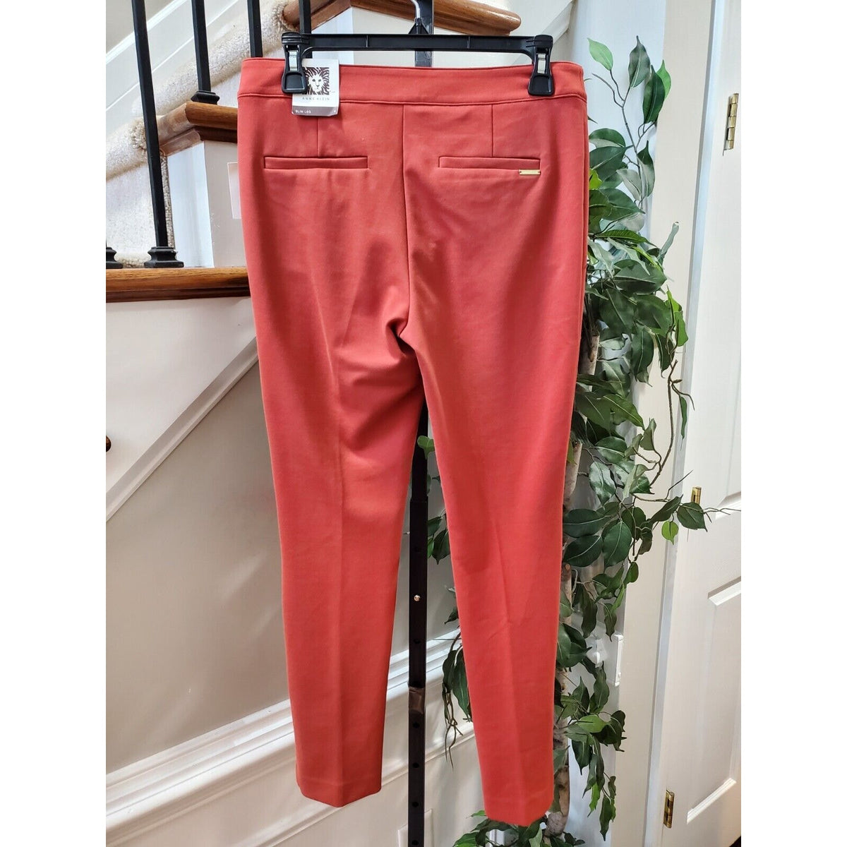 Anne Klein Women's Cinnamon Polyester Slim Leg Pocket Zip Stretch Pants Size 4