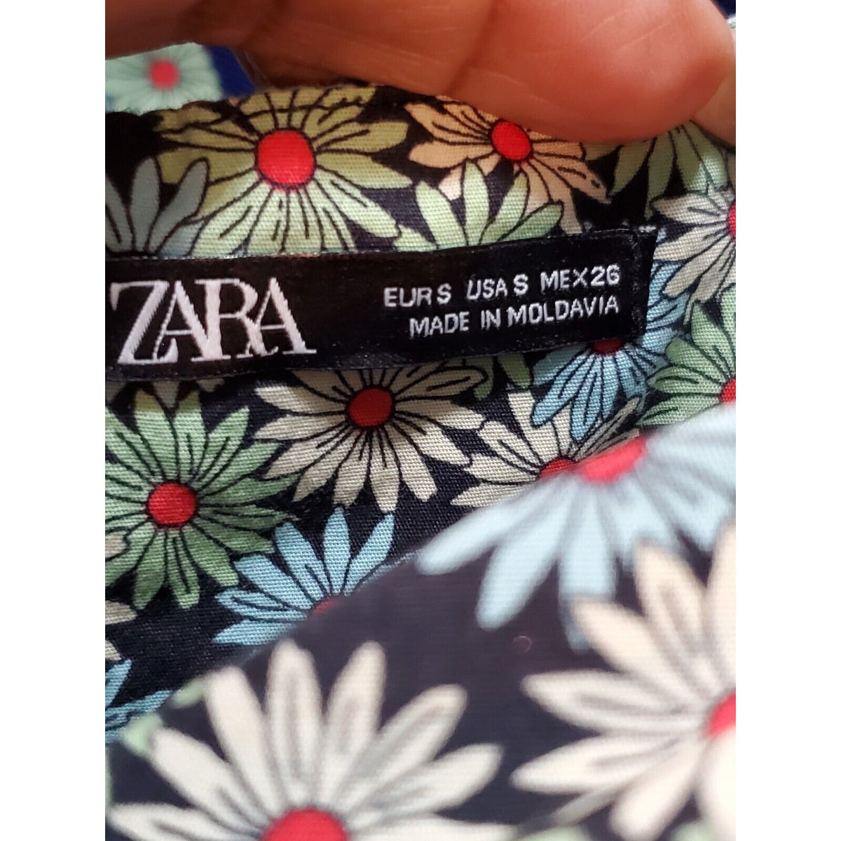 Zara Trf Poplin Daisy Puffy Balloon Shoulders Long Sleeve Knee Length Dress S
