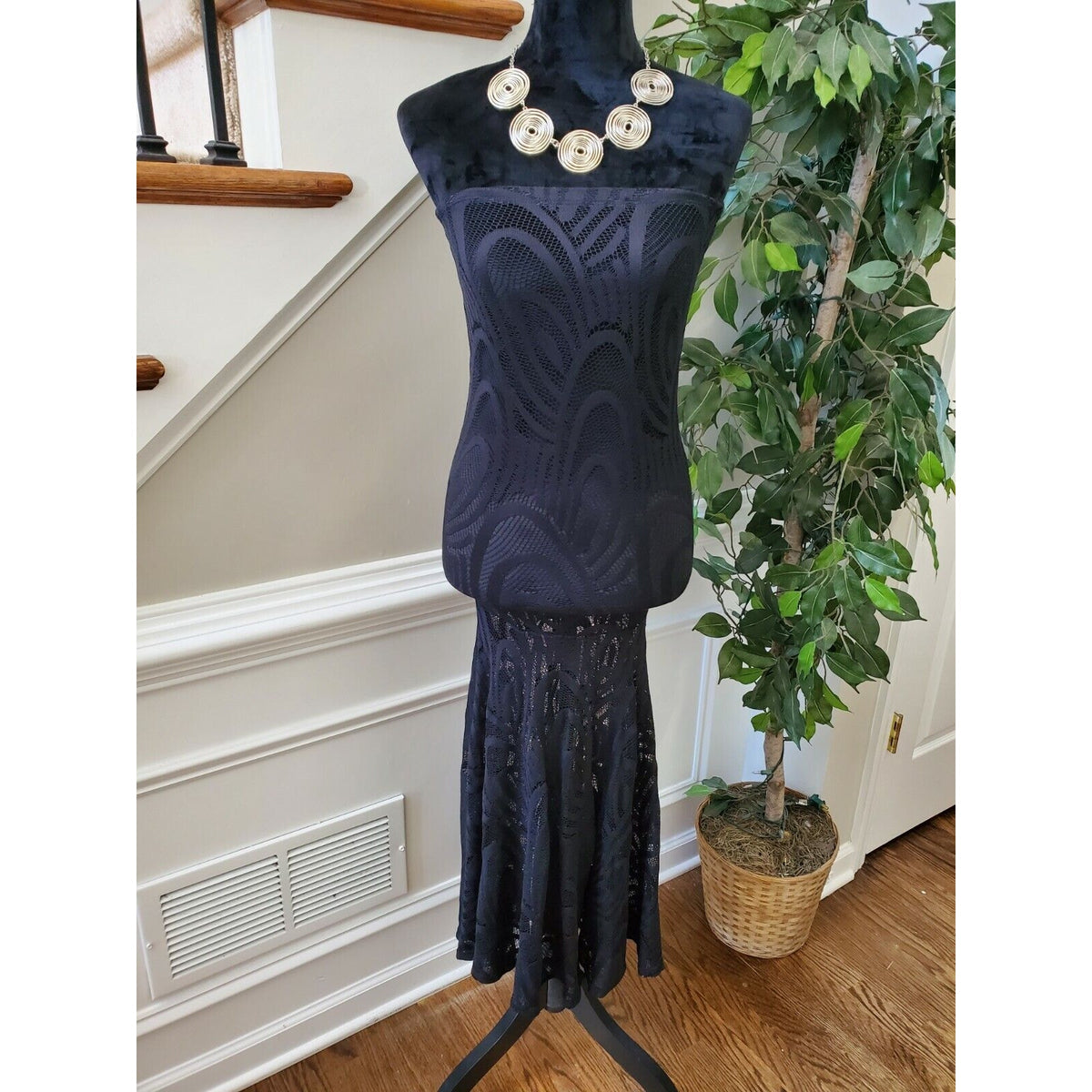 Boutique Style Solid Black Nylon Off The Shoulders Bodycon Dress Size Small