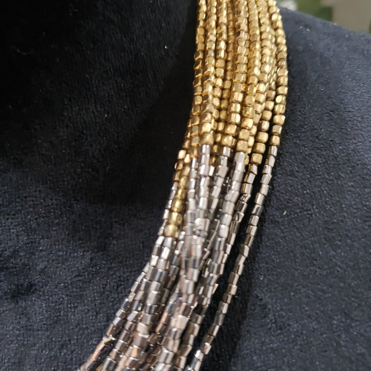 Women Gold Silver Multilayer Round Beaded Lobster Clasp Fashion Jewelry Necklace