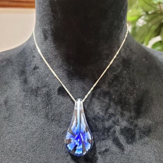 Womens Bermuda Blue Crystal Water Drop Jewelry Necklace