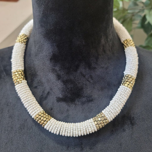 Rang Gali White & Gold Toned German Silver Brass-Plated Necklace
