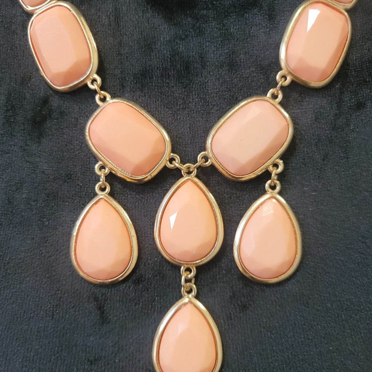 Women's Orange Oval Link Beaded Chunky Statement Jewelry Necklace