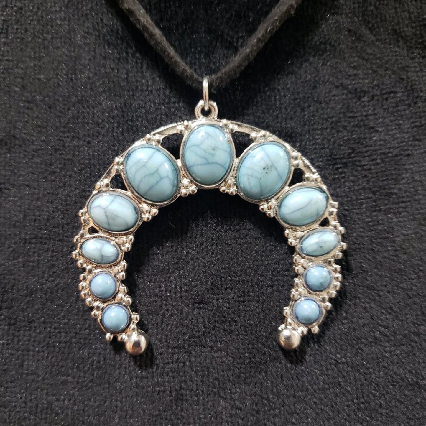 Women's Vintage Southwestern Cats eyes Squash Blossom Necklace