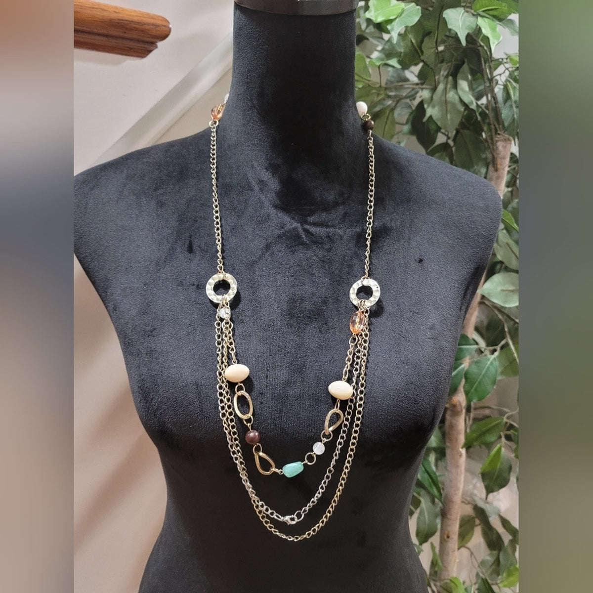 Triple Layer Multicolor Long Fashion Necklace