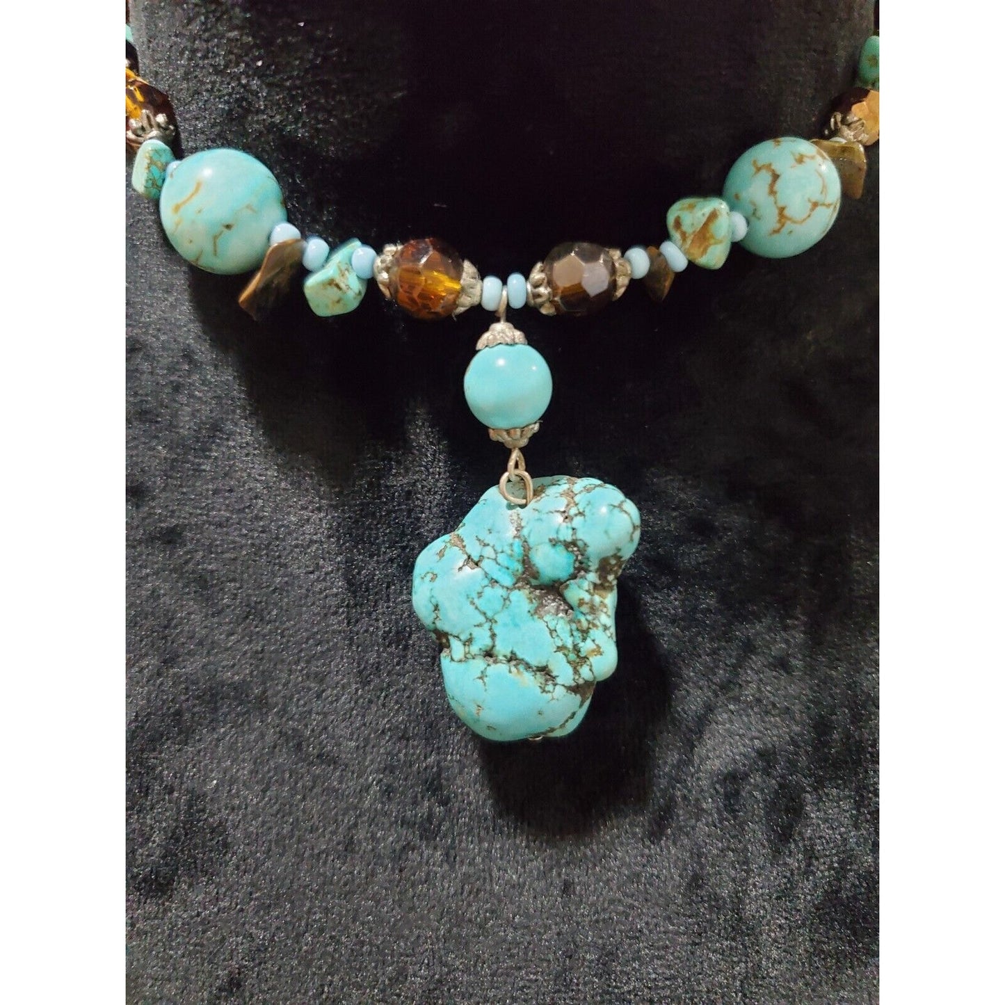 Women's Turquoise Stones Choker Stylish Fashion Drop Necklace