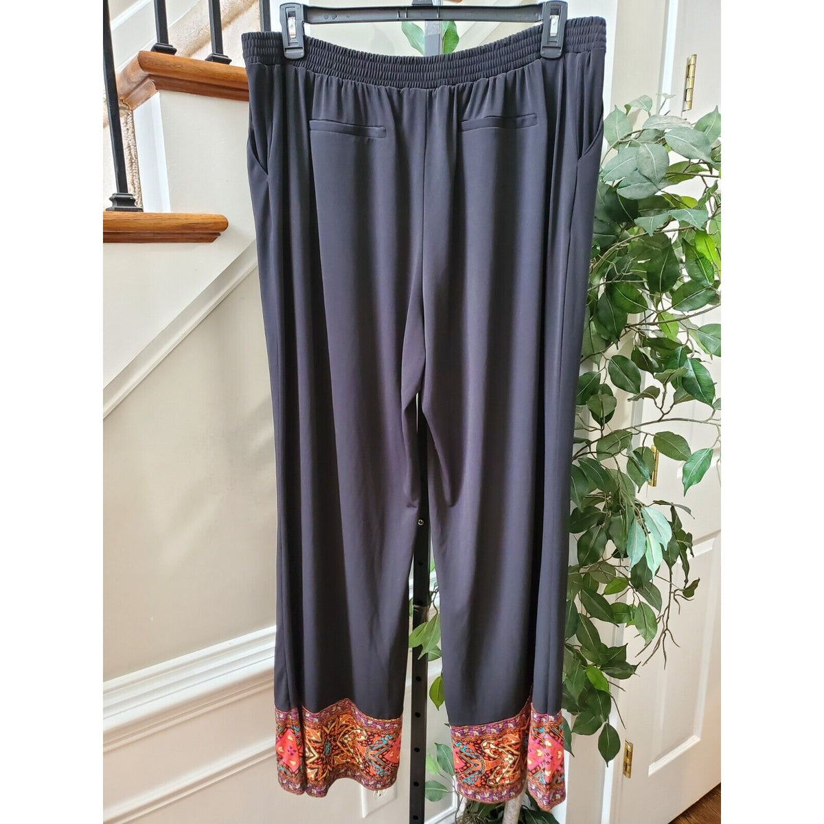 NY & Company Black Polyester Drawstring Casual With Front Back Pockets Pant XL