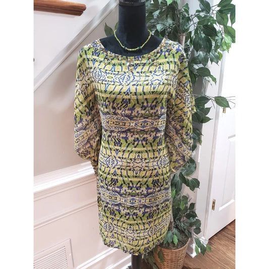 Robbie Bee Womens Multicolor Round Neck Short Sleeve Knee Length Dress Size 8