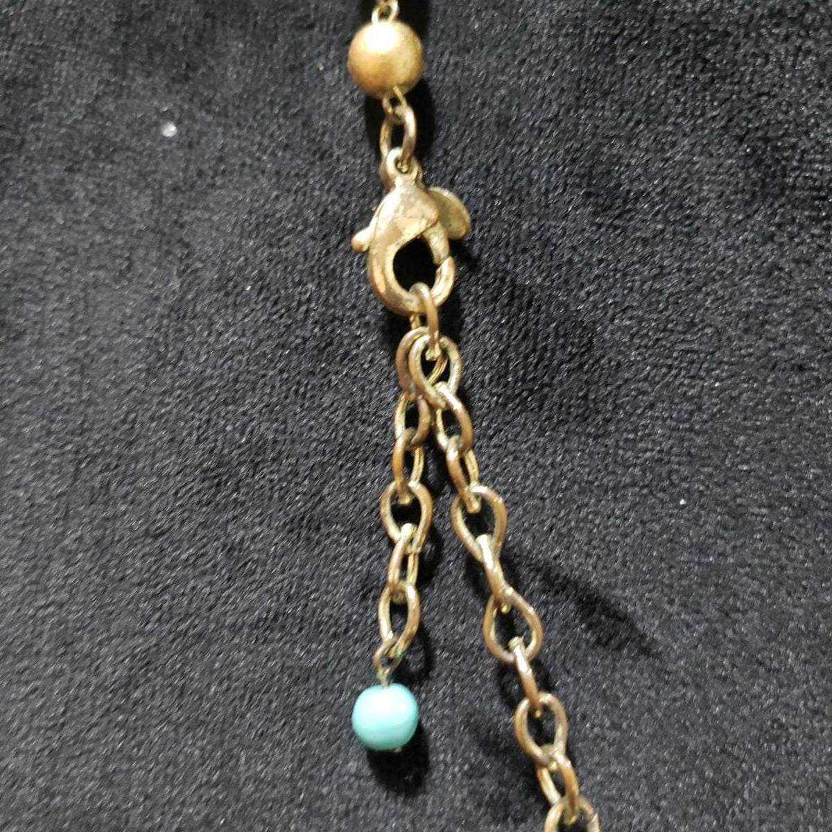 Premier Design Stones Beaded Long Gold Tone Chain Necklace with Lobster Clasp