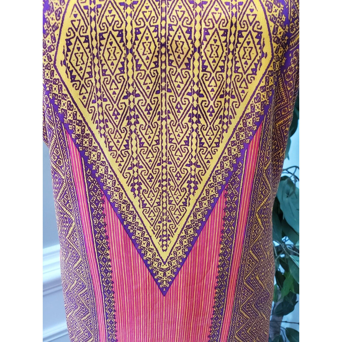 City Triangles Multicolor 100% Polyester V-Neck Sleeveless Knee Length Dress L