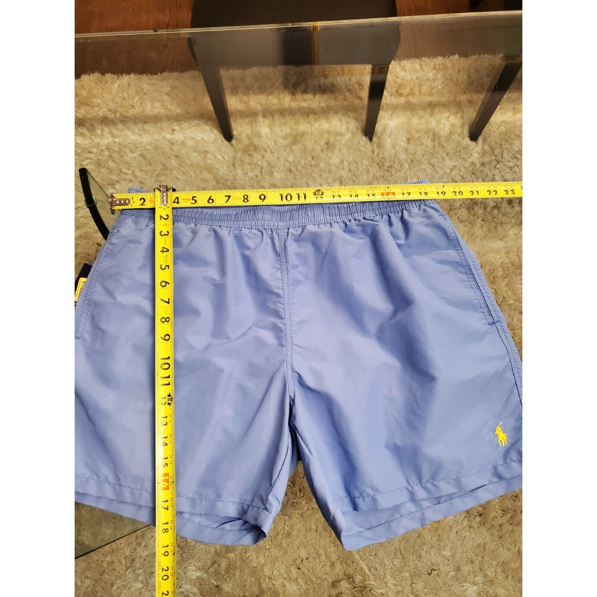 Polo Ralph Lauren Men's Blue Polyester Pull On Swim Trunk Logo Print Shorts 2XL