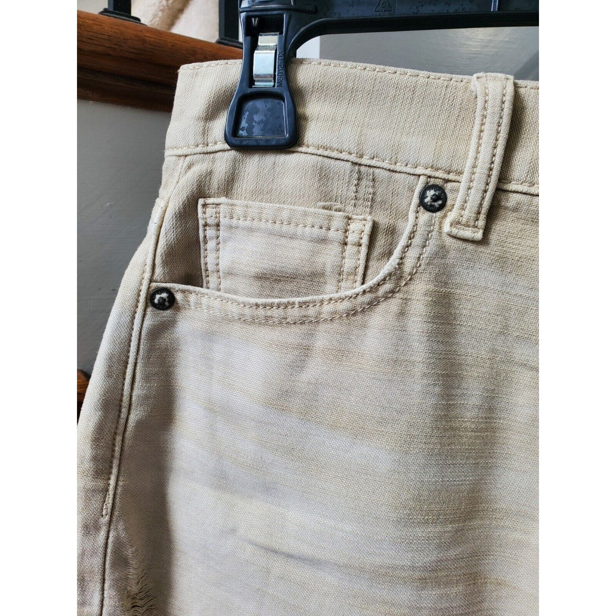 American Eagle Outfitters Womens Beige Solid Cotton High Rise Mom Shorts Size 4