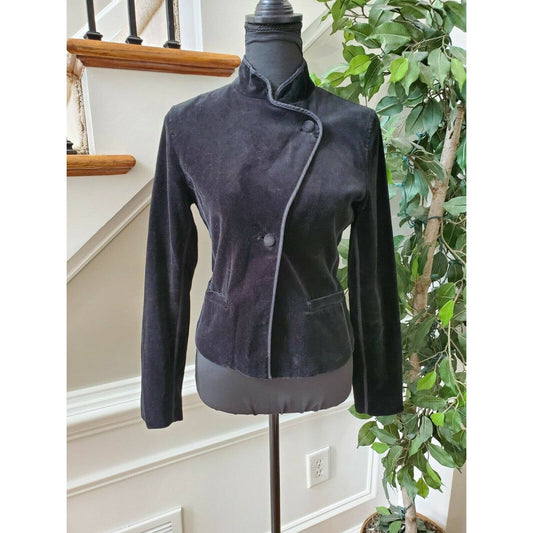 GAP Women's Black Cotton Long Sleeve Button Casual Regular Fit Blazer Size 2