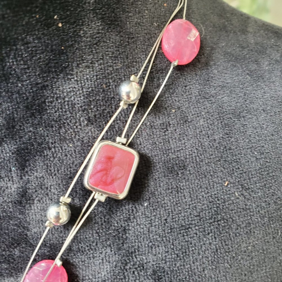 NY Women's Red Round Gemstone with Lobster Clasp Pendant Necklace