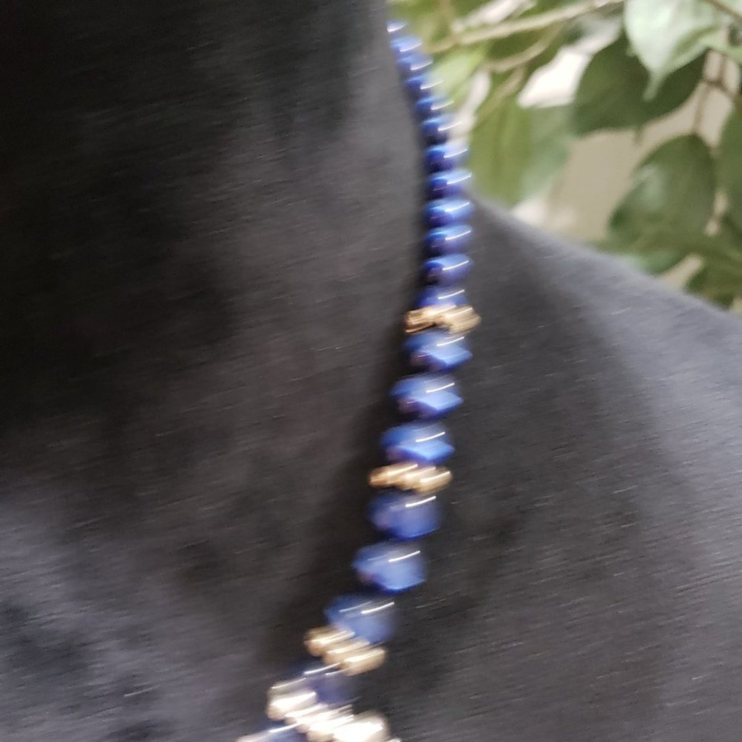 Womens Fashion Blue Pearls Stones Beaded Collar Necklace with Lobster