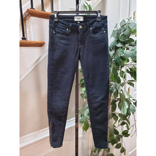 Paige Women's Black Denim Cotton Mid Rise Skinny Fit Casual Jeans Pant Size 27