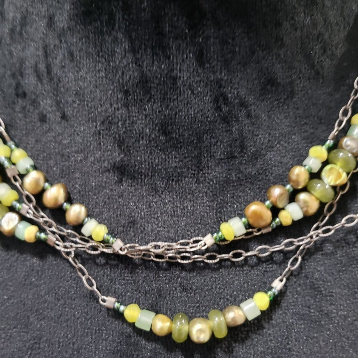 Womens Clear Pearlstone Multi Beaded Bib Necklace Jewellery with Lobster Clasp