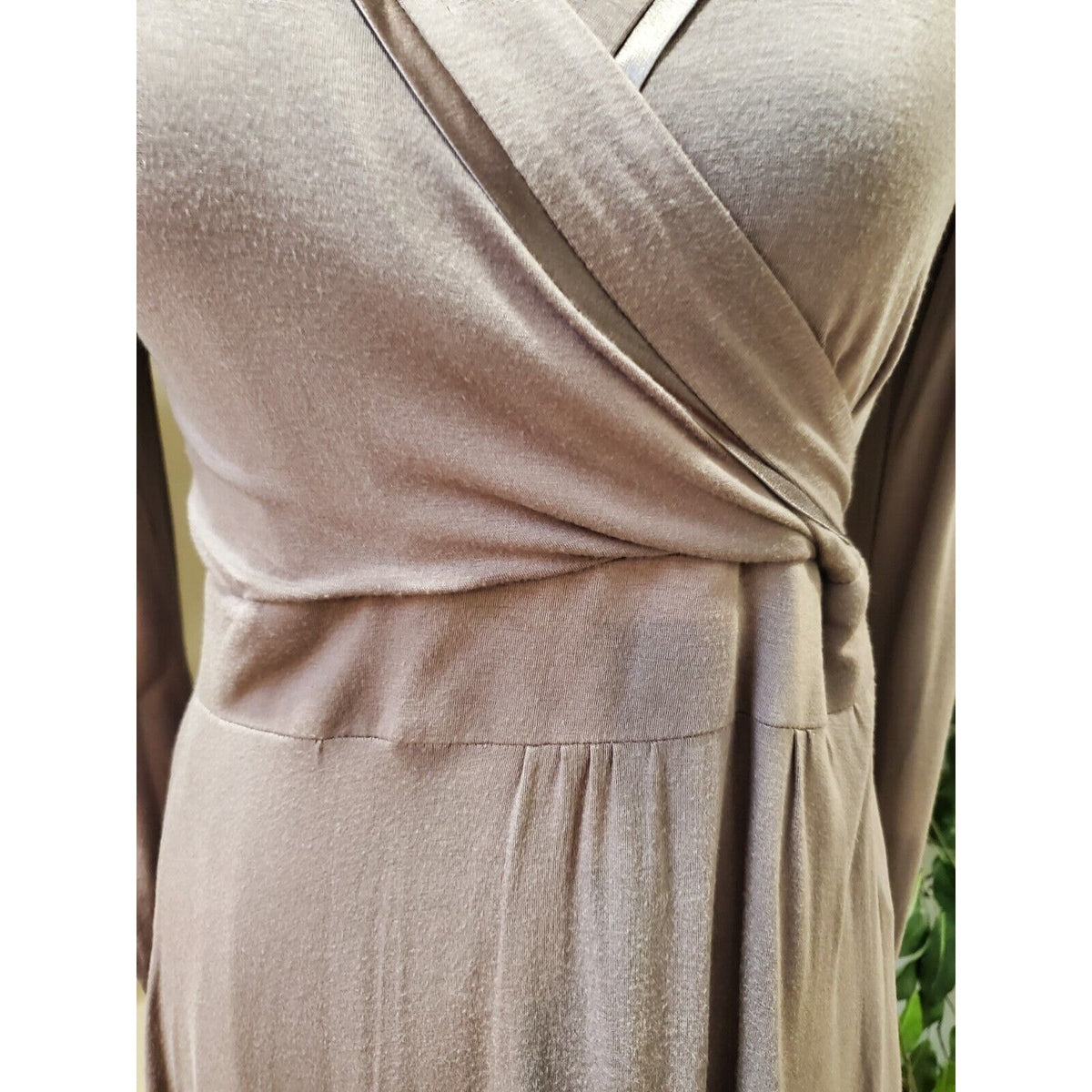J. June Women Purple Solid Polyester V-Neck Long Sleeve Knee Length Dress Medium