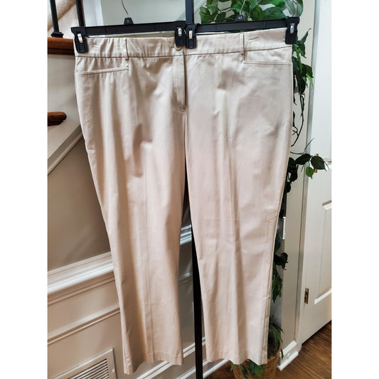 Kim Rogers Womens Beige Solid Cotton Straight Leg Casual Stretch Pants Size 22