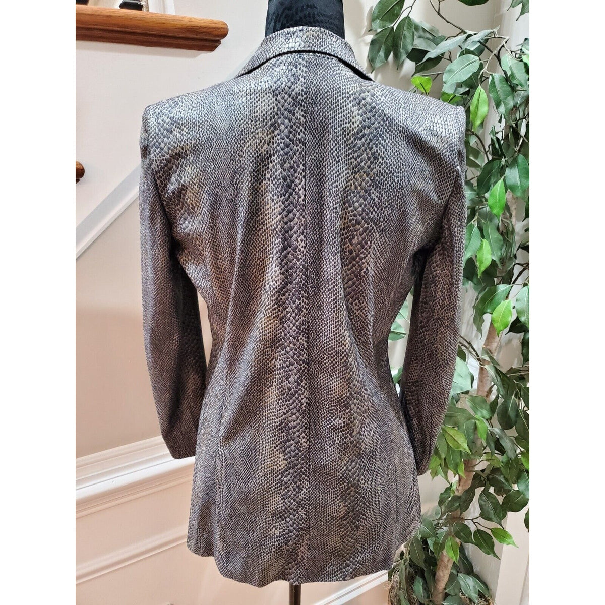 Cigliano Women Gray Polyester Single Breasted Long Sleeve Jacket Blazer Size 4