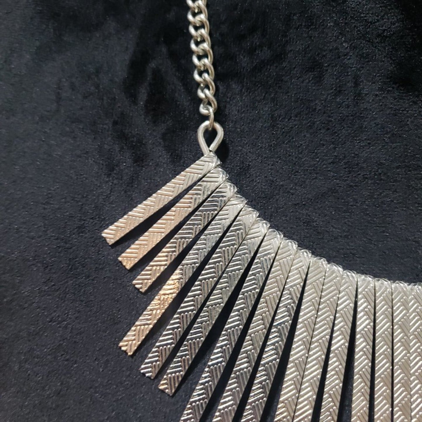 Ethnic Tribal Runway Multi Silver Metal Sticks Fringes Fancy Bib Chains Necklace