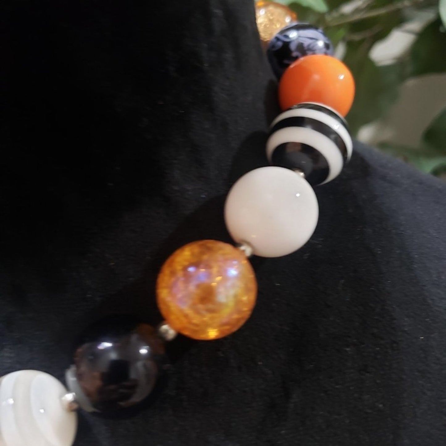 Women White Stripe Beads, Bubblegum Chunky Baseball Giants Tigers Bead Necklace