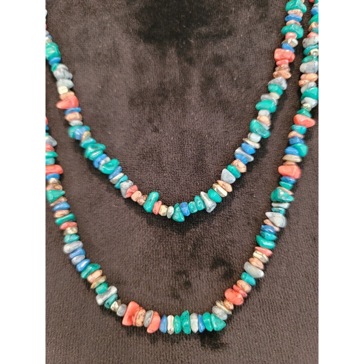 Womens Fashion Double Strand Multicolor Gemstone Necklace Beads Jewelry