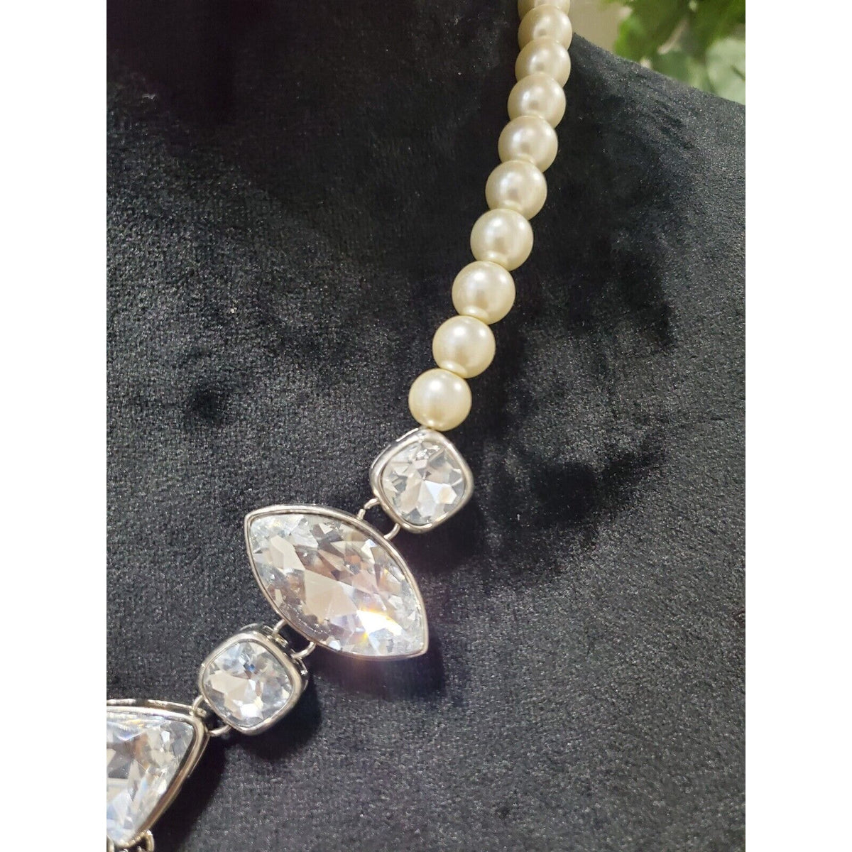 Traci Lynn Women's Crystal Stones & Round Pearl Beading Bridal Stylish Necklace