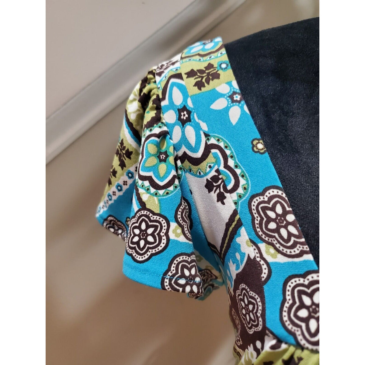 Suzi Chin Women's Multicolor Square Neck Short Sleeve Knee Length Dress Size 8