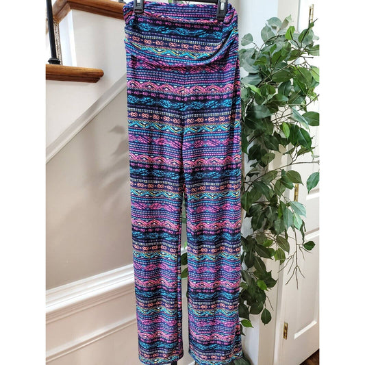 Win Win Women's Multicolor Polyester Pull On Comfort Waist Palazzo Pant Size M