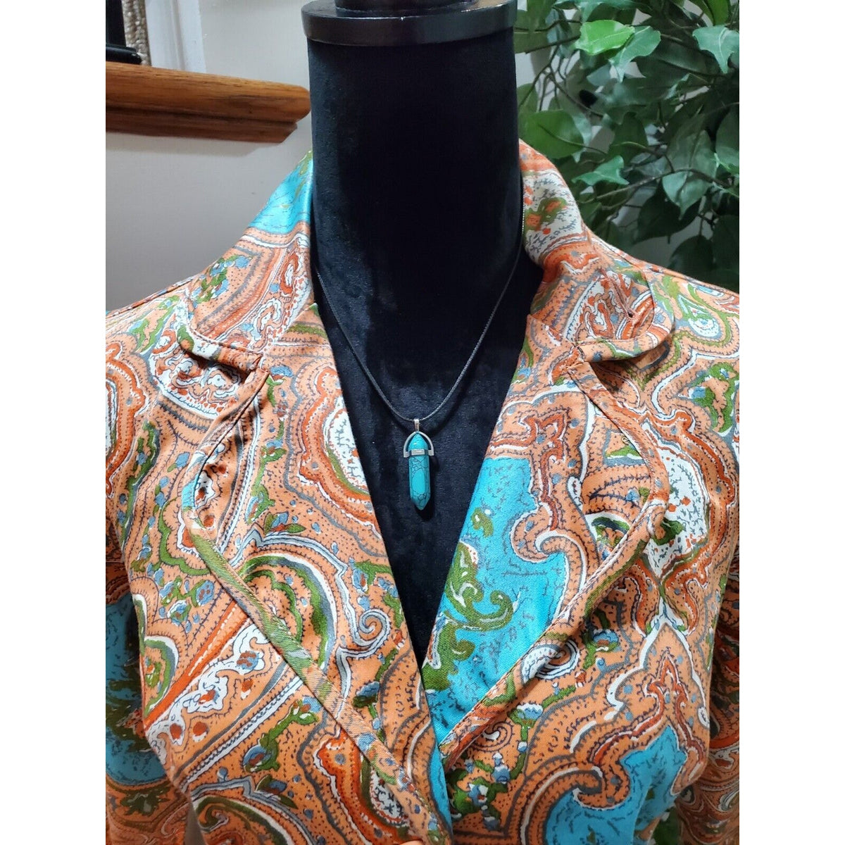 A.M.I. Women's Multicolor Paisley Cotton Single Breasted Blazer Jacket Petite M