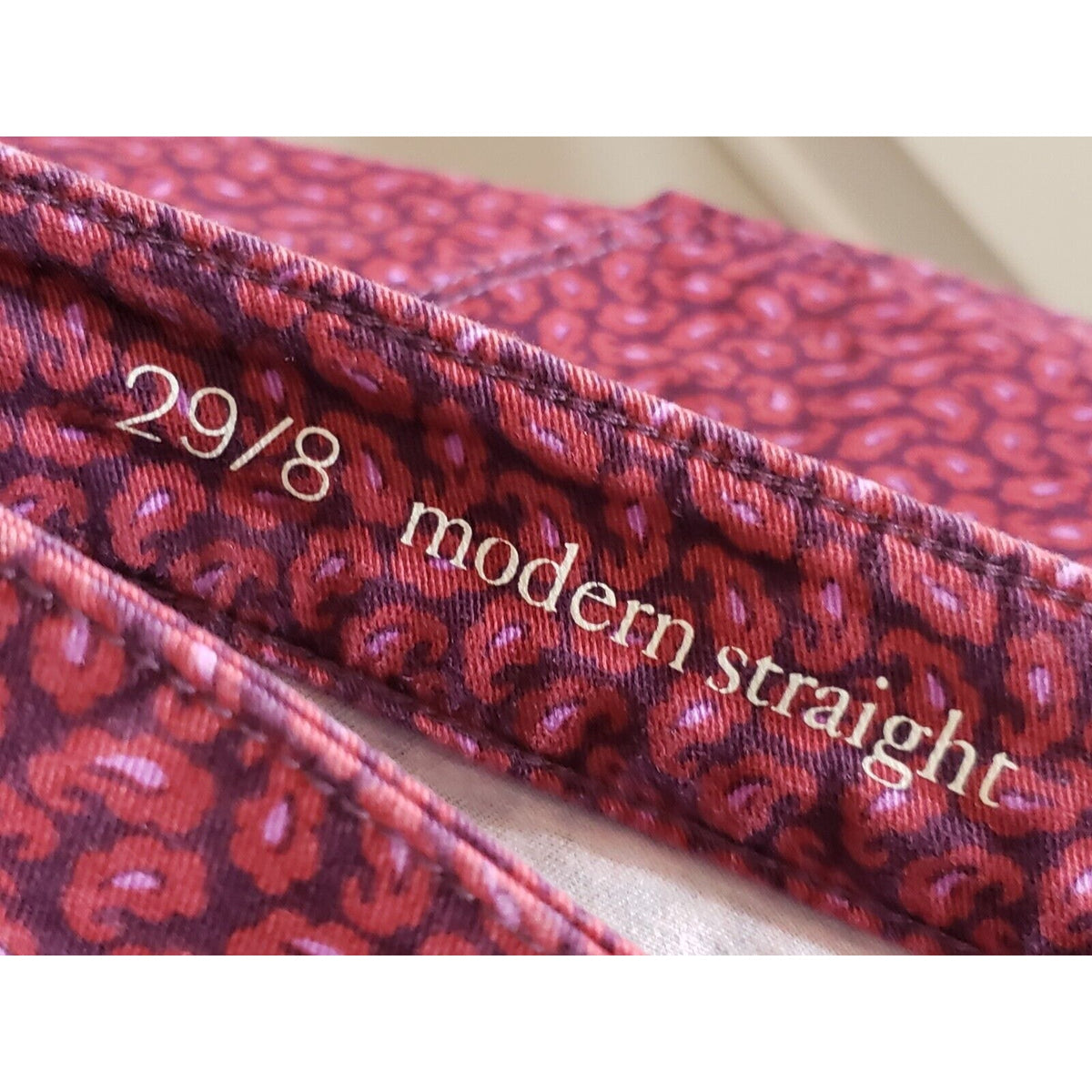 Ann Taylor LOFT Womens Red Paisley Cotton Modern Straight Casual Pants Size 29/8