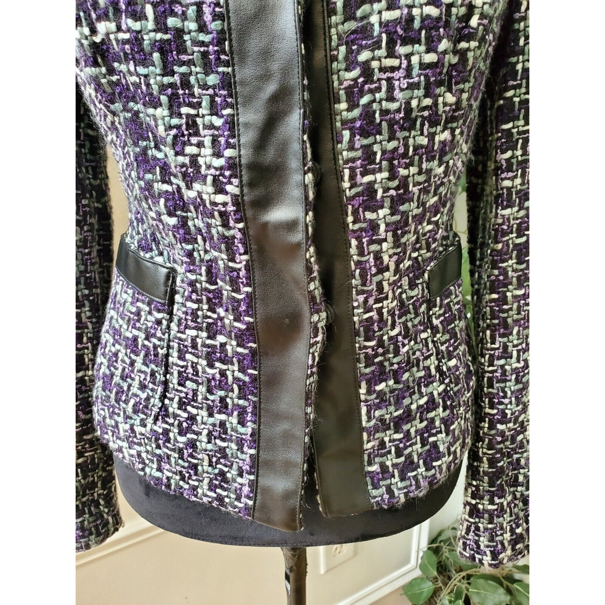 Zac & Rachel Women Purple 100% Acrylic Long Sleeve Button Front Jacket Blazer 8