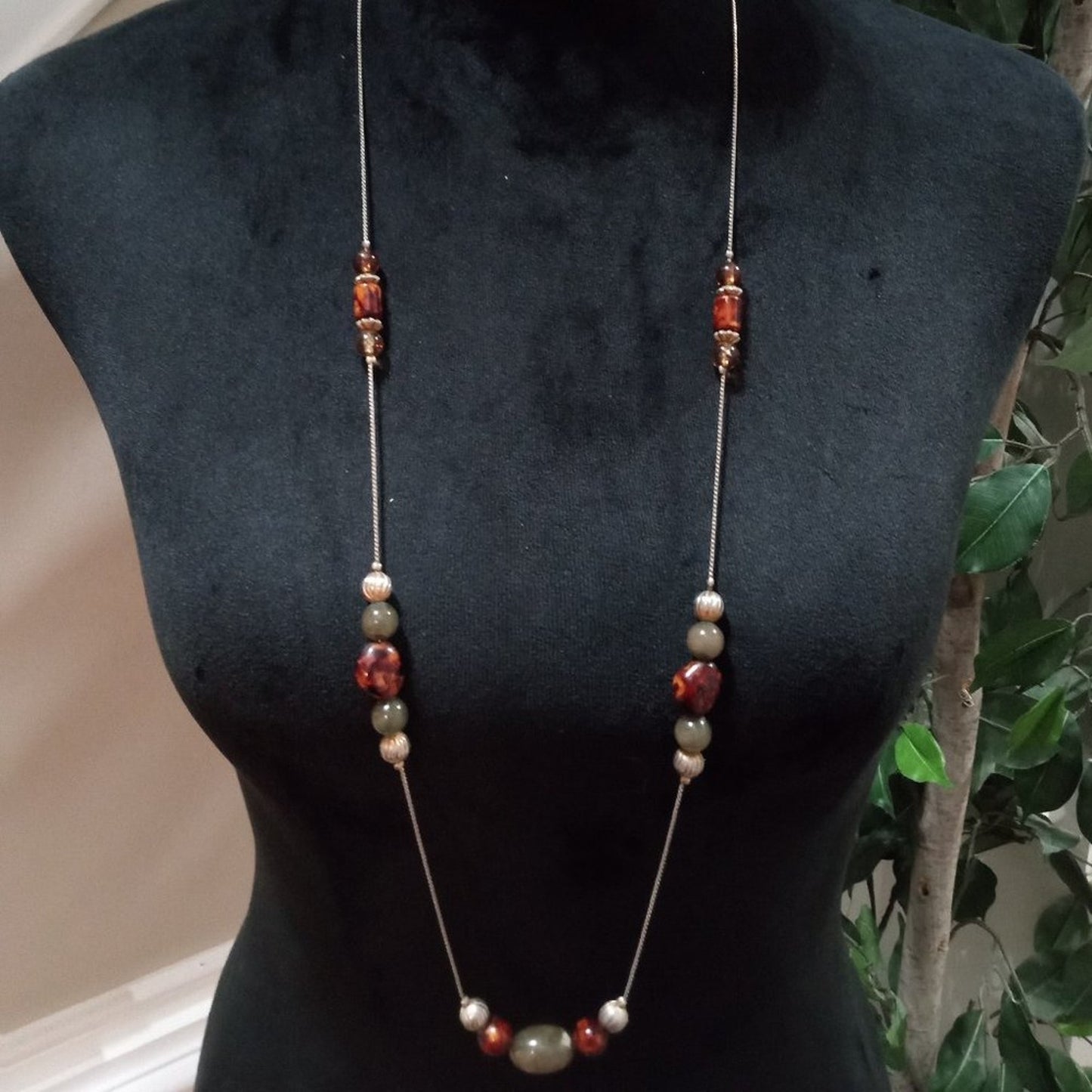 Womens Modern Fashion Multicolor Charm Beaded Long Necklace with Round Clasp