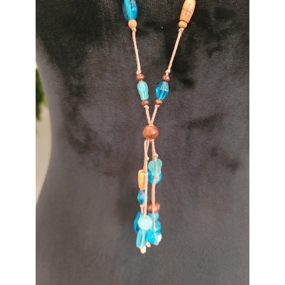Womens Fashions Multicolor Glass Beaded Adjustable Teardrop Necklace jewelry