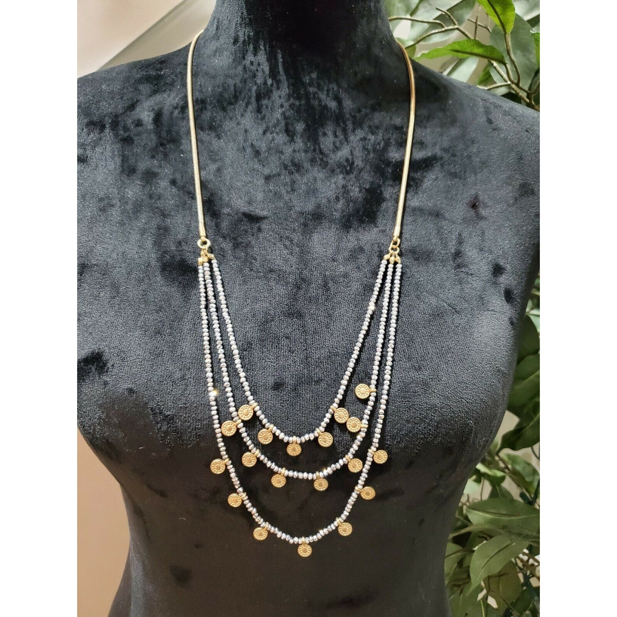 Women's Gold Coin Necklace with Tassel End