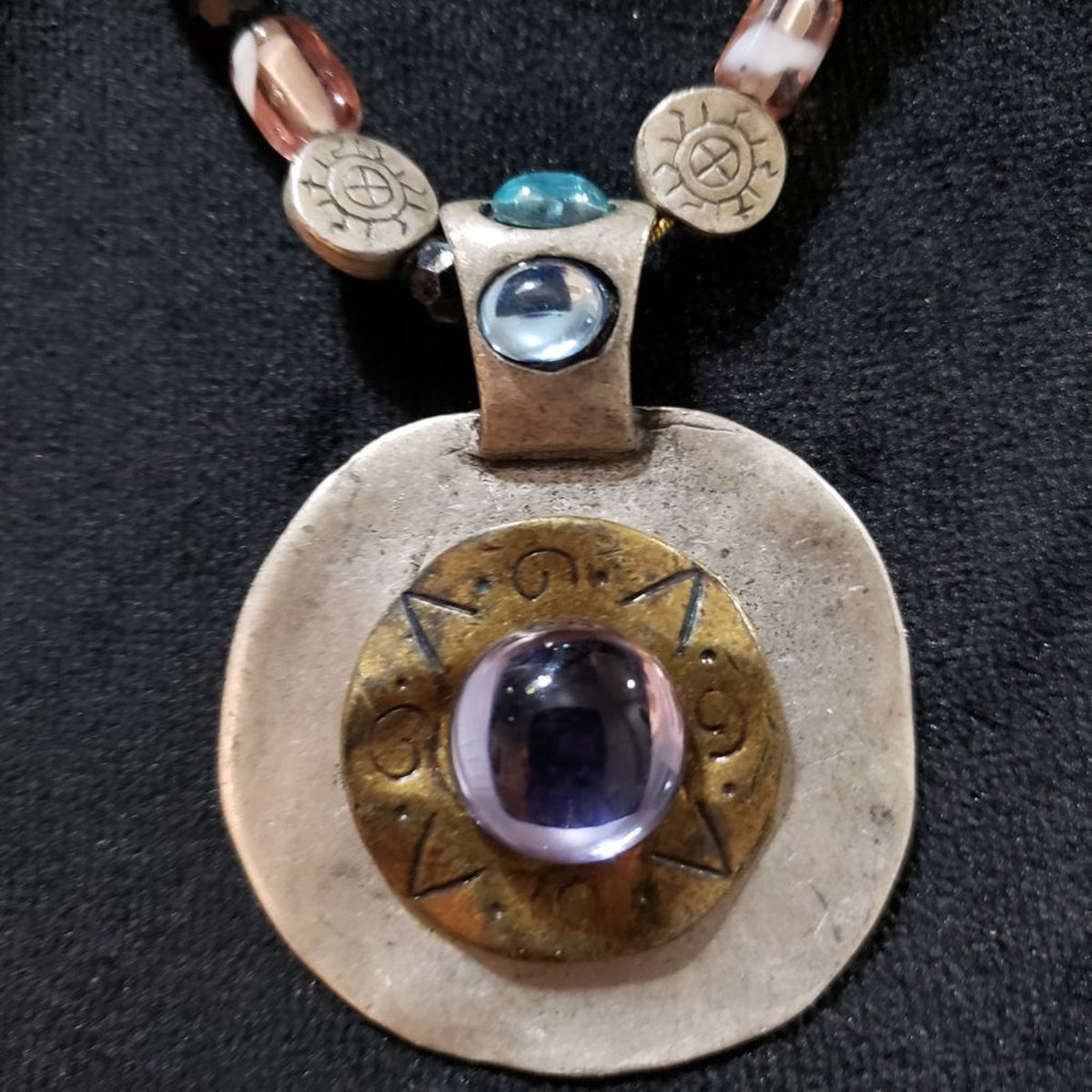 Womens Fashions Multicolor Round Sun and Sea Pendant Necklace with Lobster Clasp