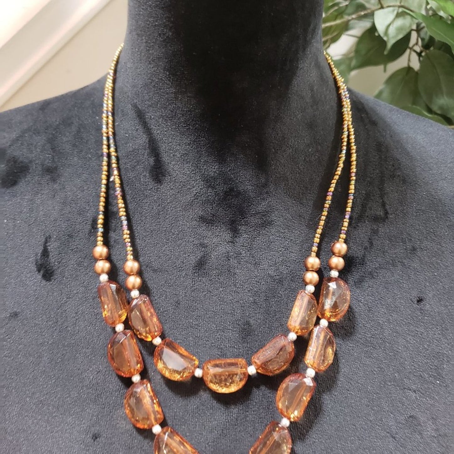 Women's Natural Baltic Large Cognac Rectangular Beads Necklace