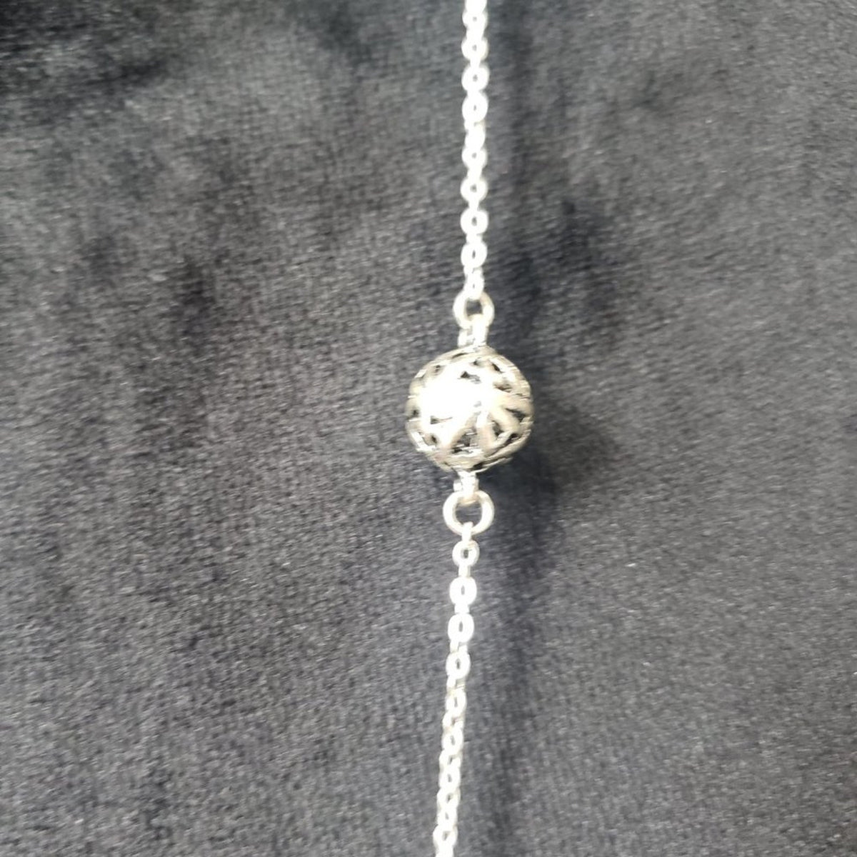RMN Womens Silver and Brass Tone Beaded Charm Necklace with Lobster Clasp