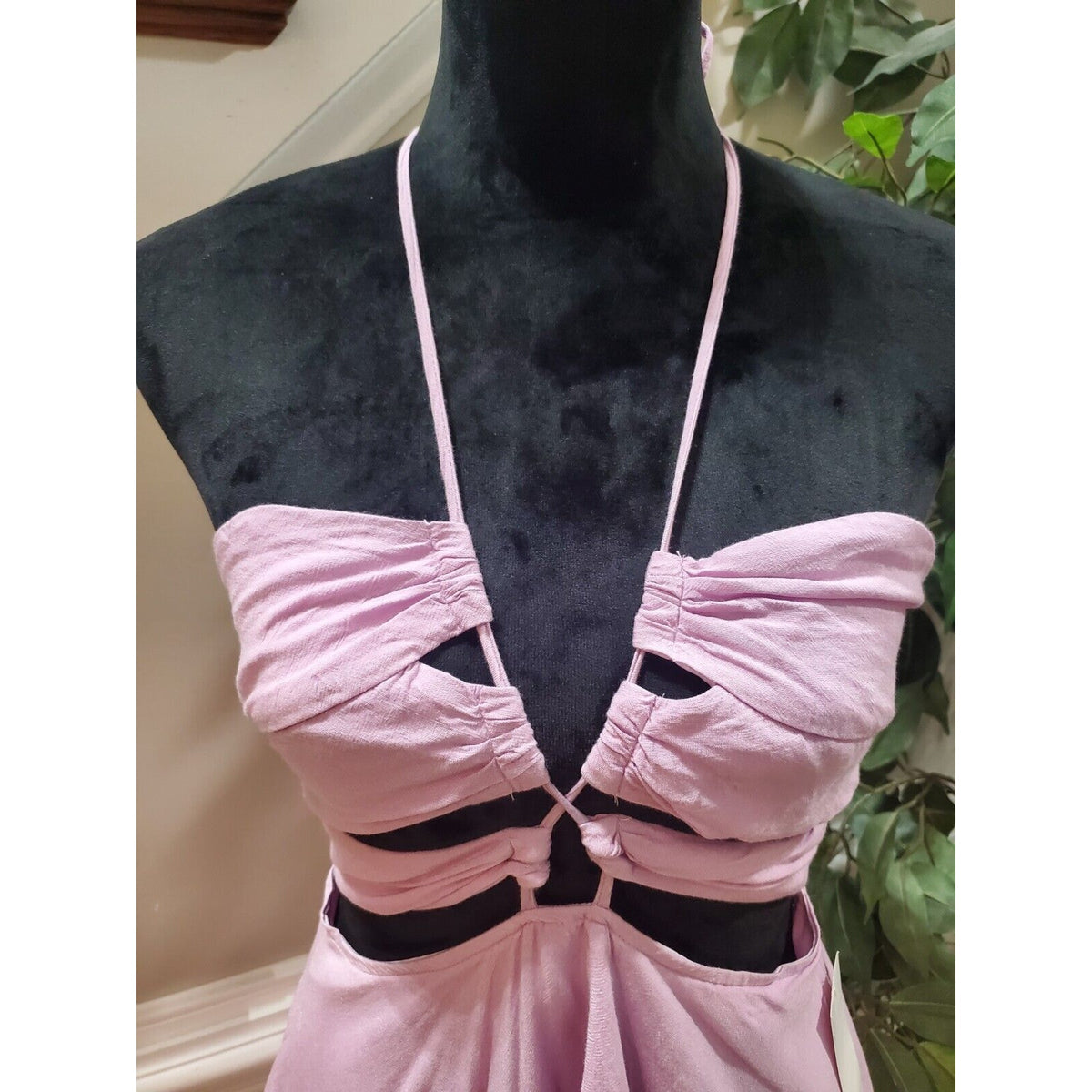 Tobi Women's Pink 100% Viscose Halter Neck Sleeveless Casual Top Blouse Size M