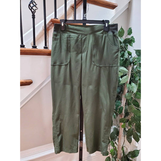 Made for Life Women Green Polyester Mid Rise Pull on Comfort Waist Pant Size MT