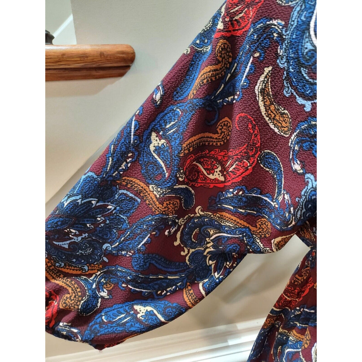 Umgee Boho Paisley Cotton V-Neck Half Sleeve Festival Dress Size Small